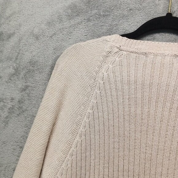 RDI Cardigan Sweater SMALL(4-6)Women Pullover Fall Solid Ivory Knit Cotton Blend - Picture 14 of 15